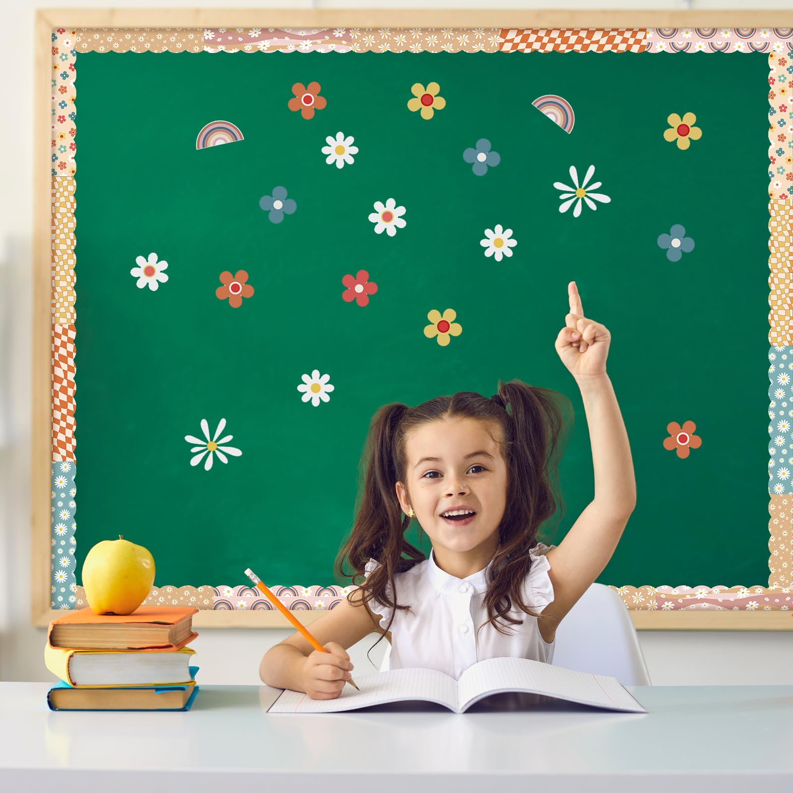 98.5 Ft Bulletin Board Borders Classroom Decoration 6 Rolls Candy Classroom Borders Set Scalloped Bulletin Board Trim For Back To School Office Home Chalkboard Wall - View #11