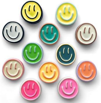 Qualsen 12 Pcs Cute Fridge Magnets, Fun Smile Face Refrigerator Magnets