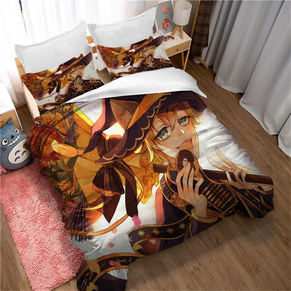 Duvet Cover Set Twisted Wonderland Bedding Set Kawaii Girl Bedding Set Lovely Duvet Cover Quilt Cover Soft Bedspread Cover (135x200cm(Single),TW 04)