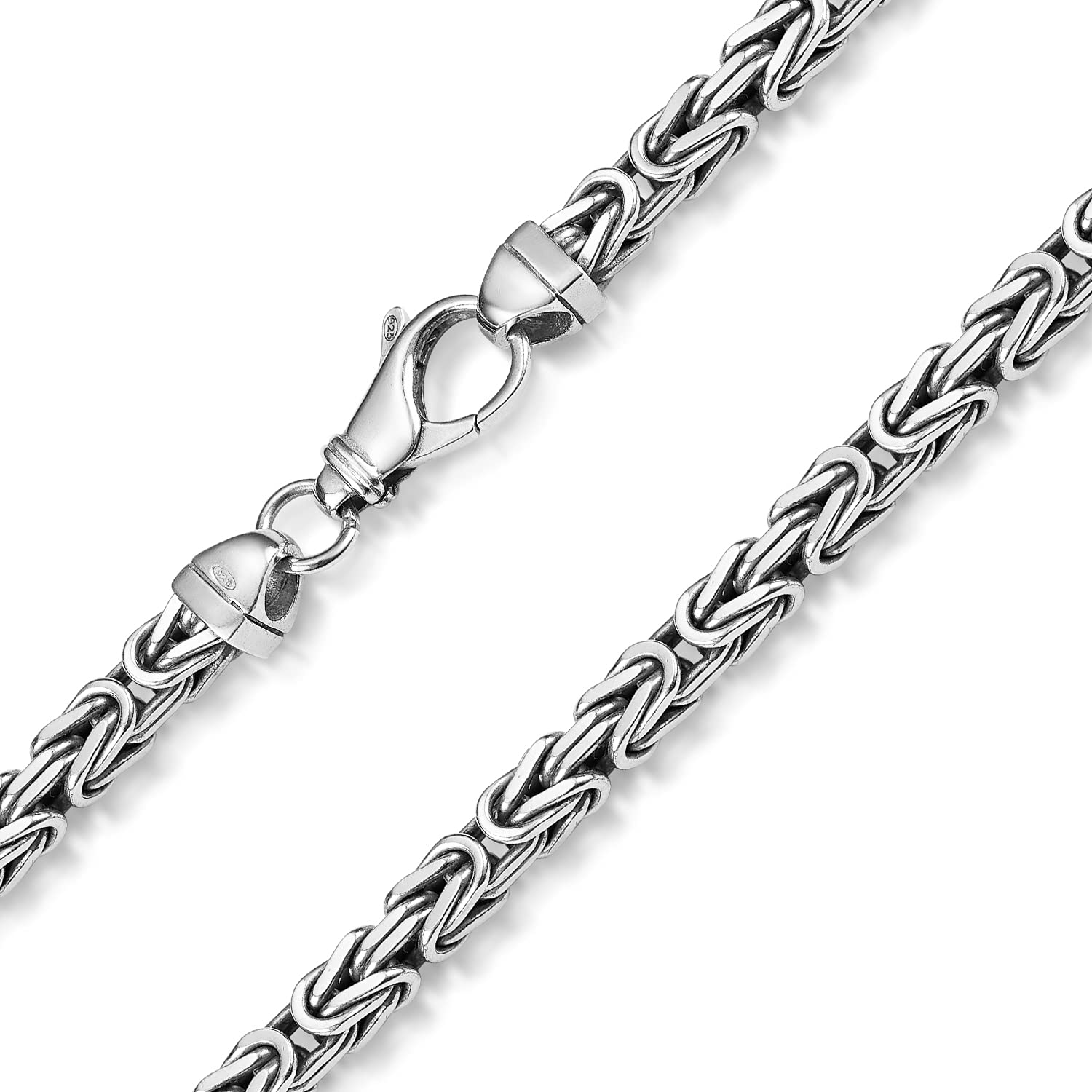 MATERIA 925 Silber Königskette Herren Halskette 5mm 4-fach diamantiert und rhodiniert in 45 50 55 60 70 80cm #K35