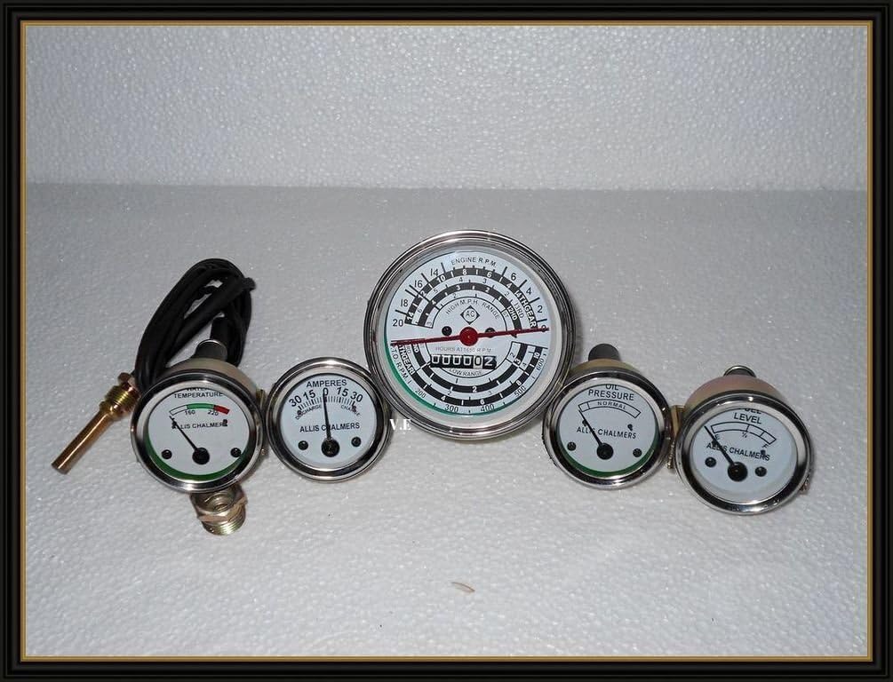 Allis Chalmers Tractor Gauge Set-Oil,Temp,Amp,Tach,Fuel Kit for D15 Dsl, D17 Gas