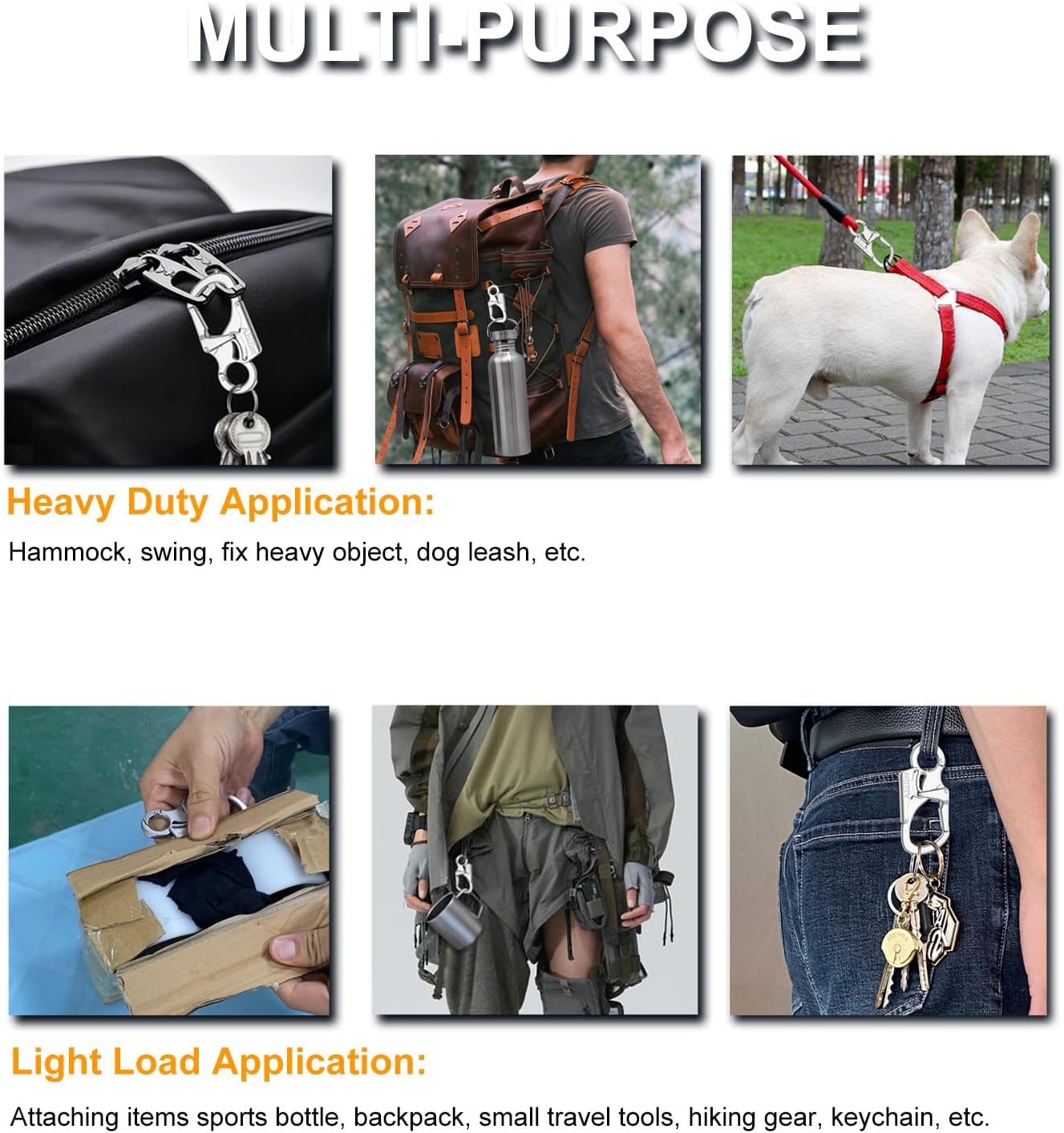 Ahiller Double Lock Carabiner Clip, Tungsten Steel Tip Keychain for Outdoor image 3