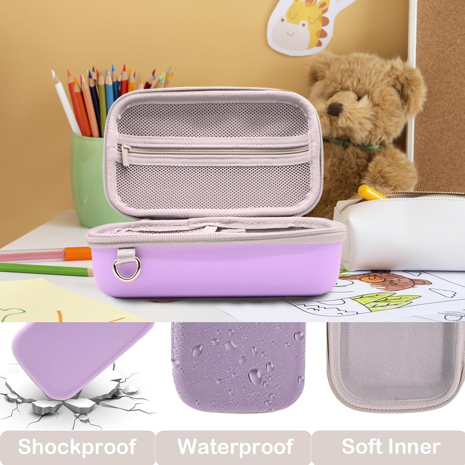 Instant Print Film Camera Case for Kid Cameras & Digital Video Camera, Hard Storage Holder Organizer Bag Compatible with ESOXOFFORE/Dylanto/Anchioo/MINIBEAR and More (Purple) - Image 5