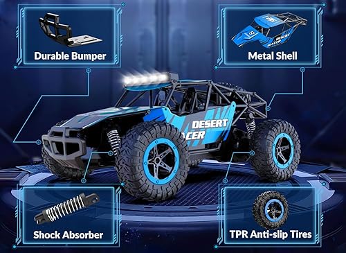 Miniatura 6 de STEMTRON - Auto a control remoto a escala 116 todoterreno control remoto camión monstruo auto de carreras de alta velocidad vehículo RC todo terreno