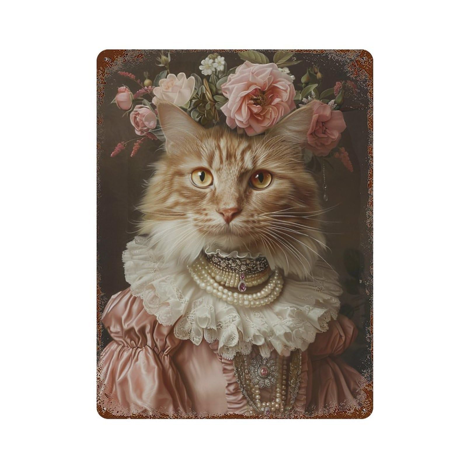 HDURYEYRYY Noble Floral Crown Tabby 03 Wall Retro Iron Vintage Art Metal Tin Sign Poster Modern Home Cofffee Club Art Bar Shop Decor Style 40x30cm
