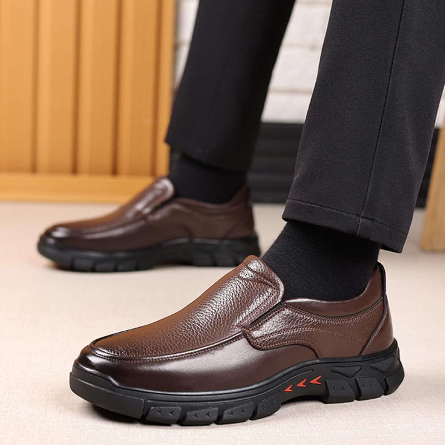 Mens Slip On Casual Loafers Comfortable Leather Non Slip Walking Shoes Luxury Soft Bussiness Work Dress Shoes for Office Driving - Image 6