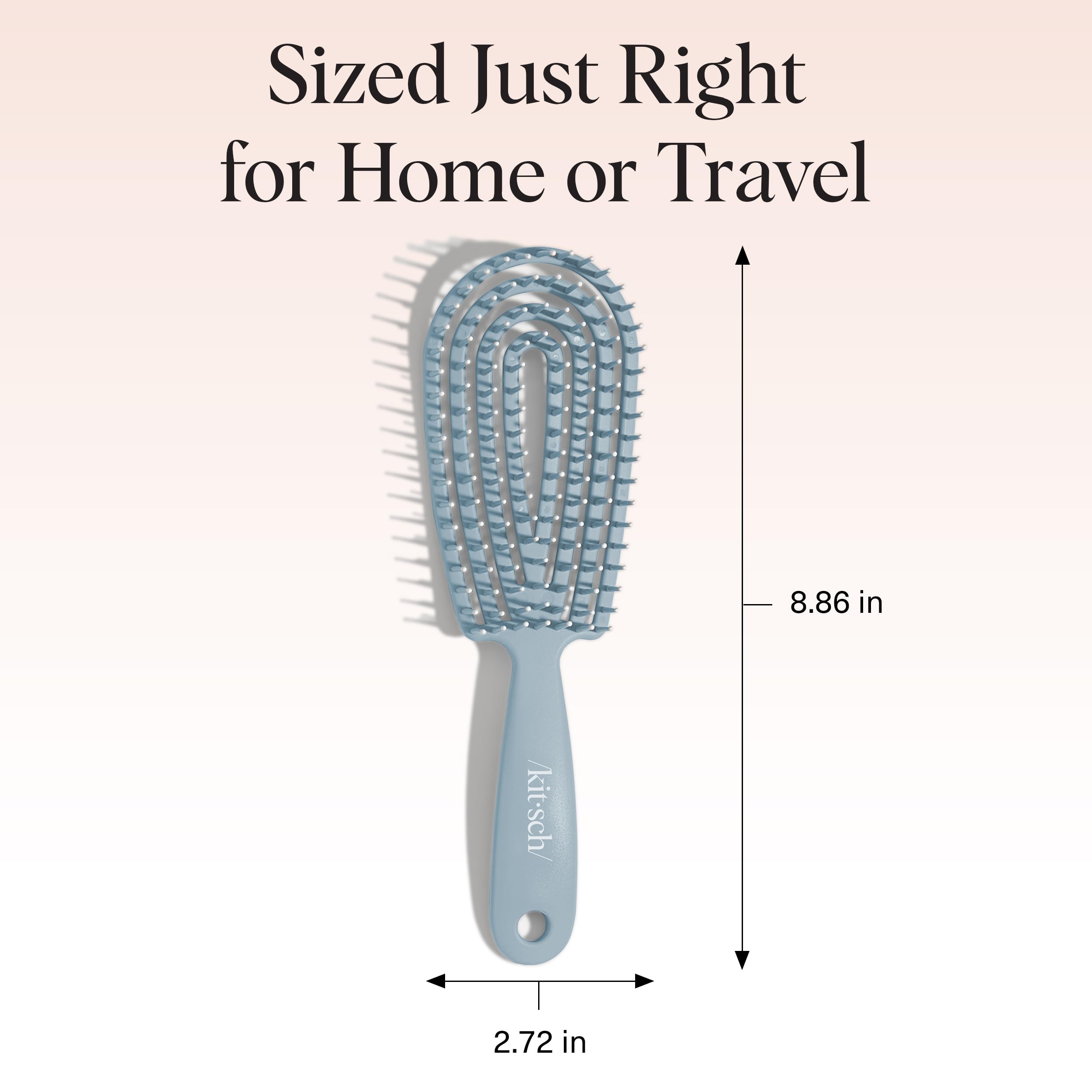 Kitsch Detangler Brush – Flexible Curly Hair Brush for Women, Men & Kids | Detangling Hairbrush with Bendable Frame and Ultra-Smooth Bristles for Wet or Dry Strands - Haze Blue