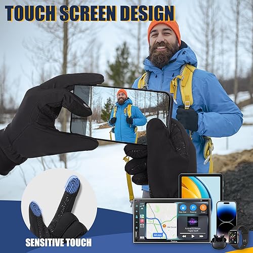 Miniatura 3 de Pixel Panda Guantes de invierno para hombres y mujeres, guantes cálidos para pantalla táctil para clima frío, delgados, resistentes al agua,