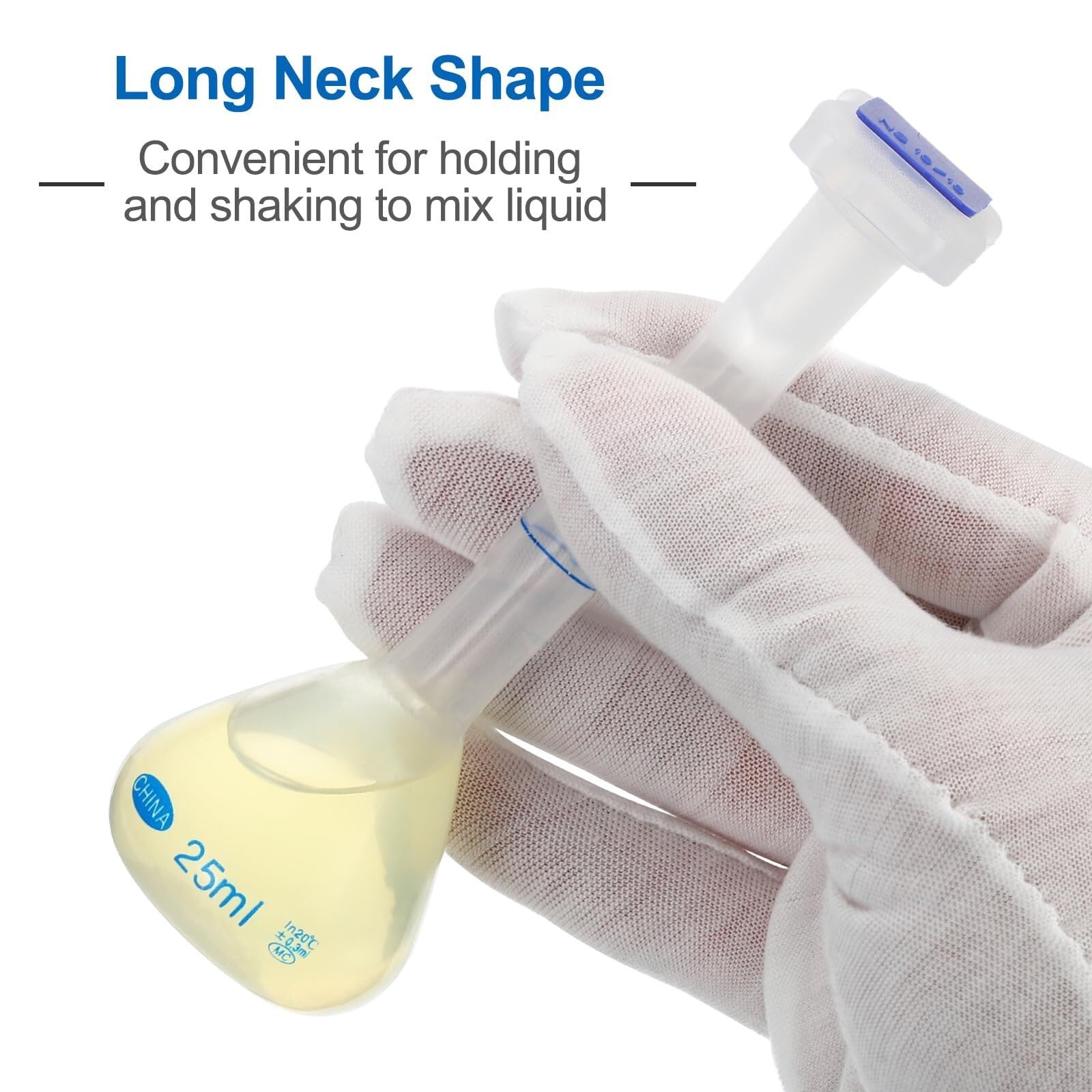 Matraz Aforado Polipropileno 250ml - Matraz de Medida Laboratorio Irrompible con Tapón y Graduación Azul(2,25ml)