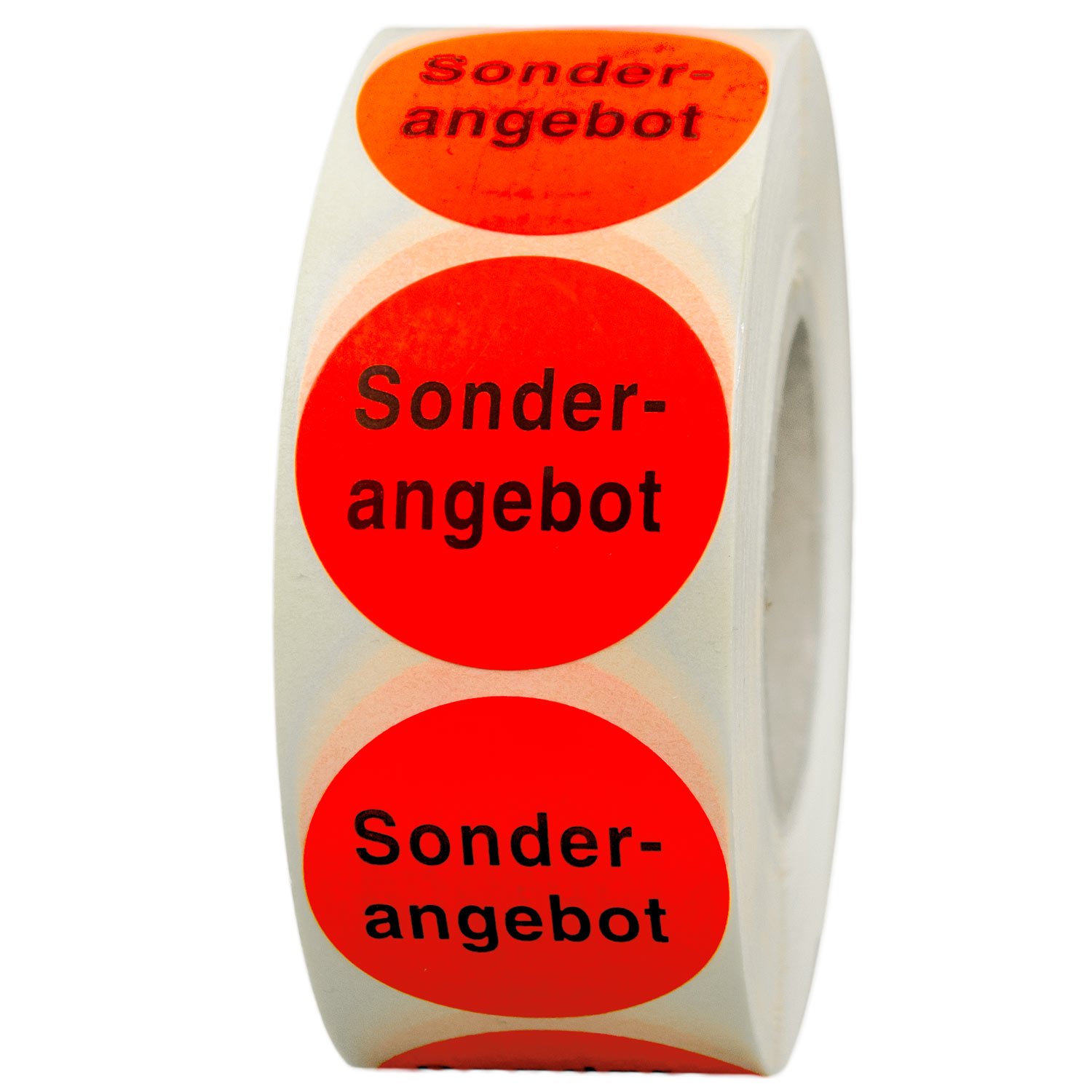 Aktionsetiketten "Sonderangebot" ø 32mm leucht-rot permanent 5.000 runde Aufkleber, Haftetiketten, runde Etiketten