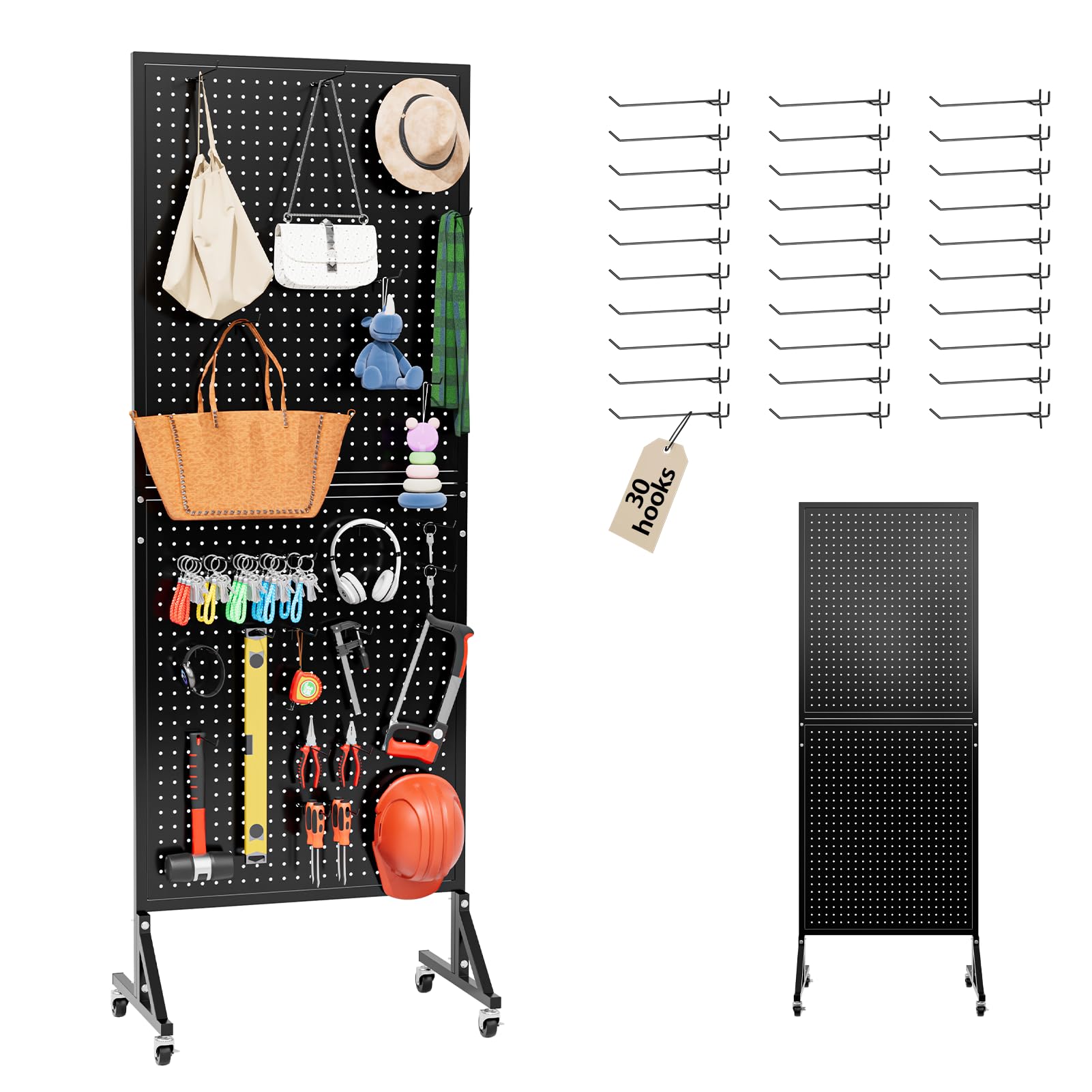 Drehbarer Präsentationsständer, schwarze Stecktafel, 26.7 cm B 69.6 cm H, vierseitige Stecktafel, Displayständer für Verkauf, Handwerk, Einzelhandel, Theken-Display mit 54 Stück 5.1 cm Haken Drehbarer Präsentationsständer, schwarze Stecktafel, 26.7 cm B 69.6 cm H, vierseitige Stecktafel, Displayständer für Verkauf, Handwerk, Einzelhandel, Theken-Display mit 54 Stück 5.1 cm Haken