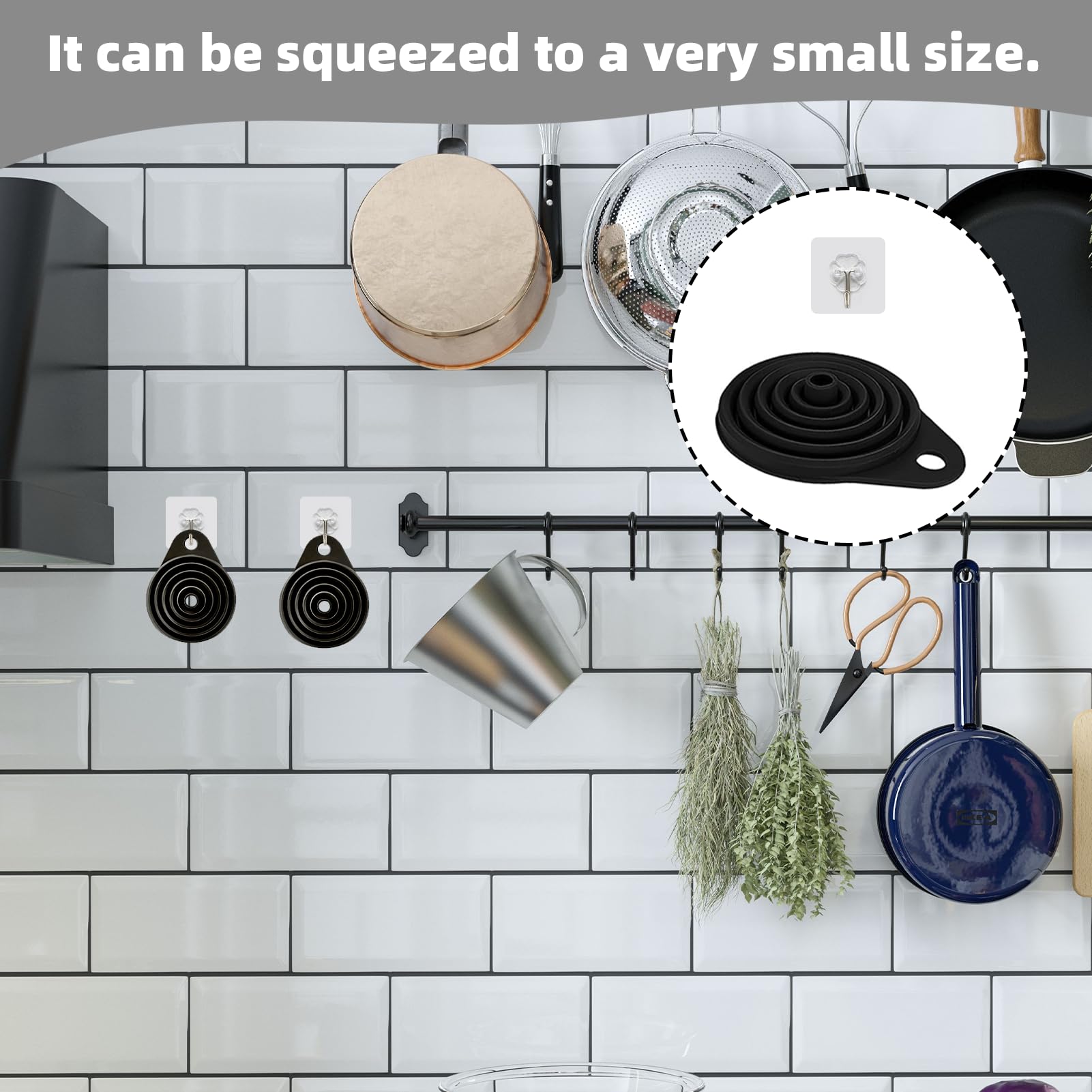 Embudo Plegable de 4 Tamaños, Embudo Cocina, Embudo Pequeño Embudo Grande, Embudo de Silicona para Cocina, Mini Embudo Plegable para Transferencia de Líquidos de Cerveza (S/M/L/XL)