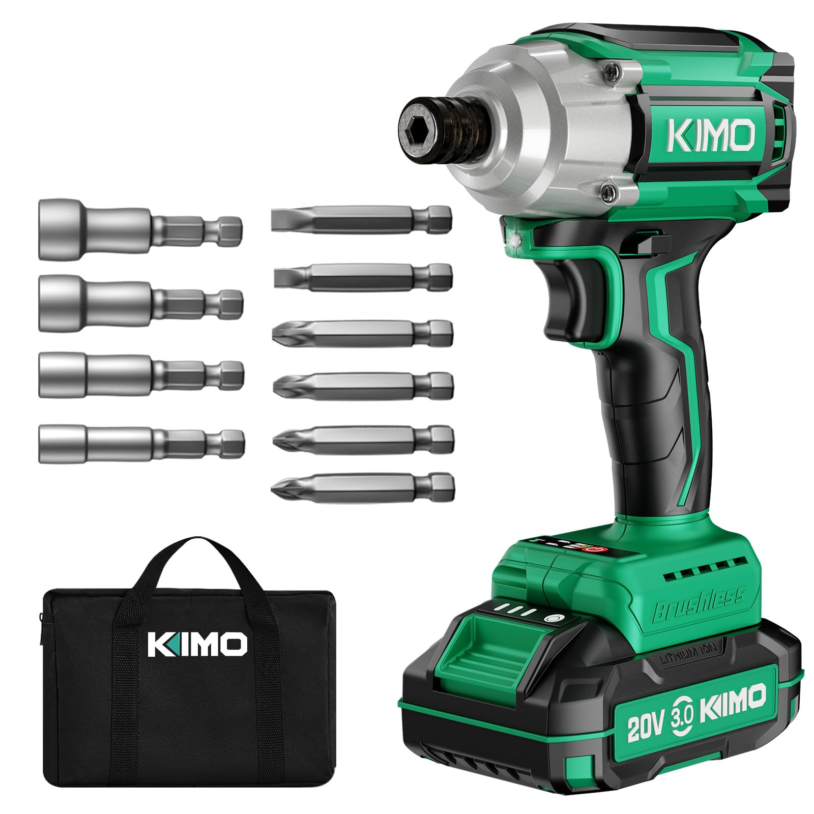 Amazon | KIMO 電動ドライバー セット ビット6本 ソケット4本 20V 3.0