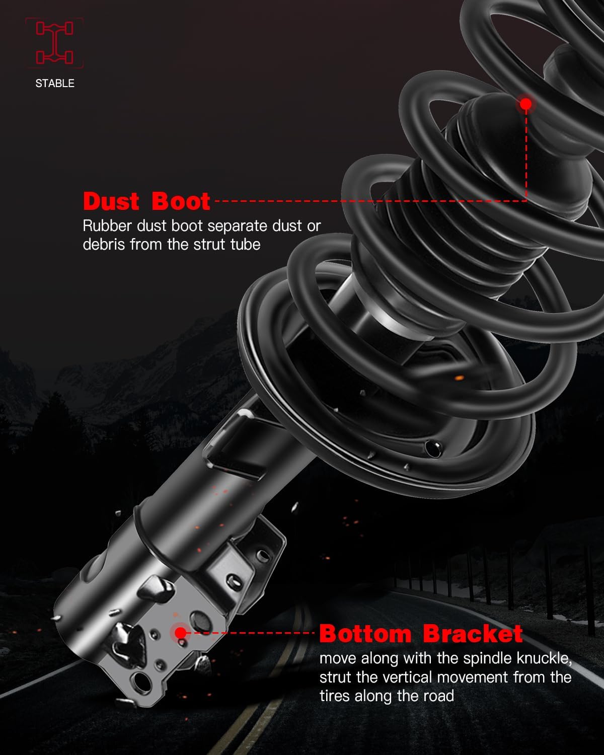 Front Strut Shock Assembly w/Coil Spring Fit for 2004-2012 for Chevrolet for Malibu 2005-2010 for Pontiac G6,2007-2009 for Saturn Aura, Set of 2 Struts 172199 172200