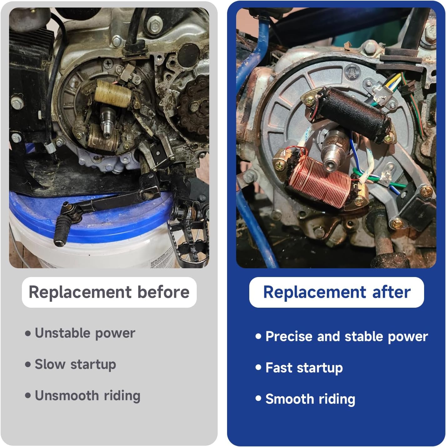 2 Coil Ignition Magneto Stator Compatible with Tao tao Coolster 125cc 110cc 90cc 50cc Kazuma Chinese ATV Quad 4 Wheeler SSR Baja Dirt Bike 4-Stroke Parts with Flywheel Rotor Puller