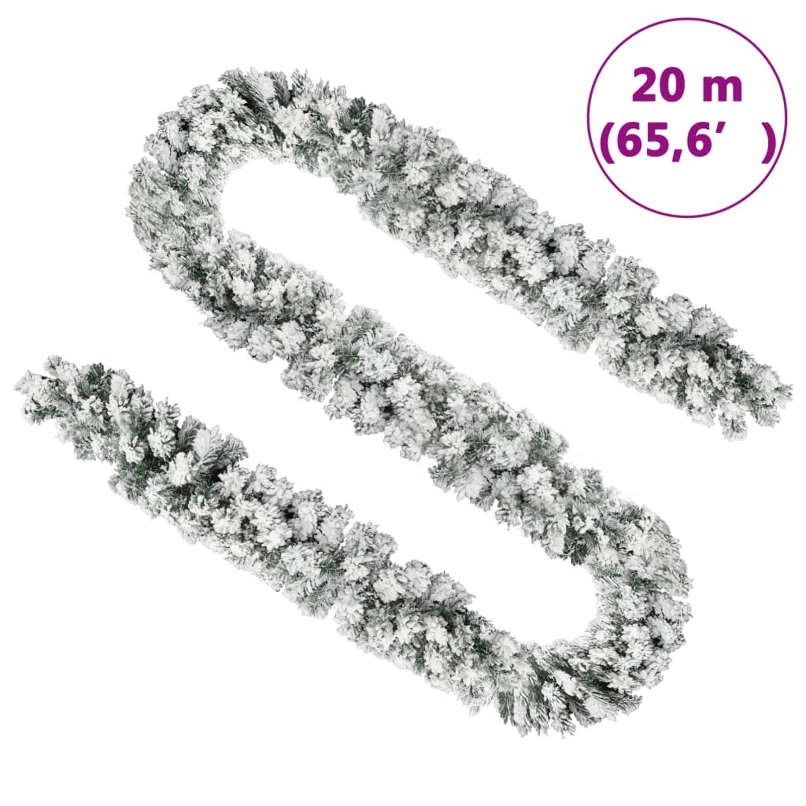 Tidyard Weihnachtsgirlande Geschmückt Weihnachtlichen Girlande 20 m Mit Schnee,Girlande mit beflocktem wei?em Schnee besteht Christbaumschmuck aus PVC-Material