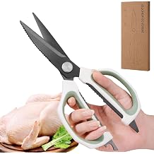 Jasni Kitchen Scissors for Food All Purpose Heavy Duty Stainless Steel Kitchen Shears with Transparent Handle Dishwasher Safe Sharp Meat/Chicken/Poultry Scissors Fish Scale Remover & Bottle Opener