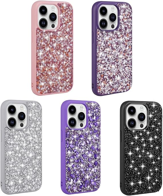 Spia Apple iPhone 14 Pro ile uyumlu Kılıf Gümüş Lyra Taşlı Kapak Dayanıklı Darbe Karşıtı Koruyucu Tasarım (Apple iPhone 14 Pro, Gümüş)