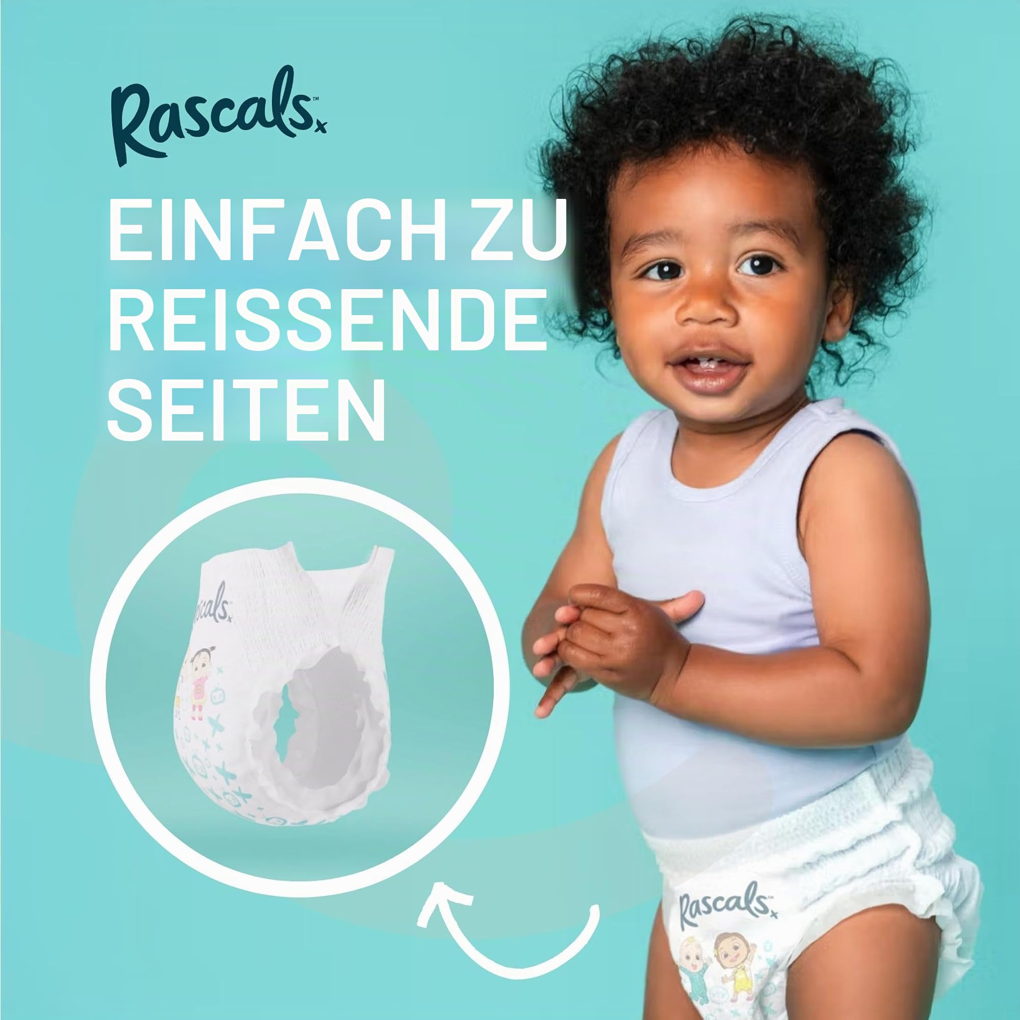 Rascals Premium Trainings-Baby-Windelhose – einfaches Pull-Up-Design, weiche und bequeme Windelhose, Größe 6, Ultra Flex 360 Bund, 15–20 kg, 46 Stück