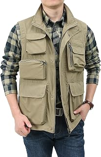 Herren Casual Leichtgewicht Utility Weste Outdoor Angeln Safari Gilet Cargo Schießen Reise Weste mit Taschen