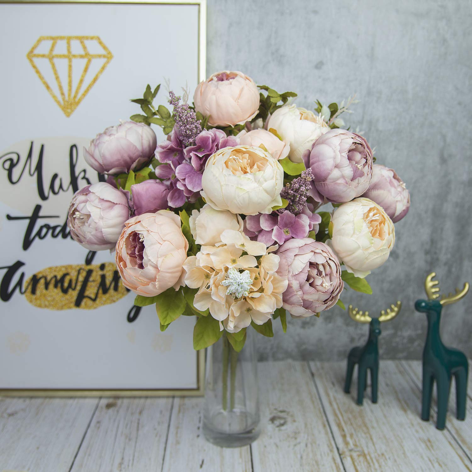 2 Bouquet Di Peonie Artificiali  Rosa Chiaro , 10 Fiori Di Peonia Di Seta Per Decorare Davanzali Di Hotel Uffici Case O Matrimoni Vaso Non Incluso 91773946