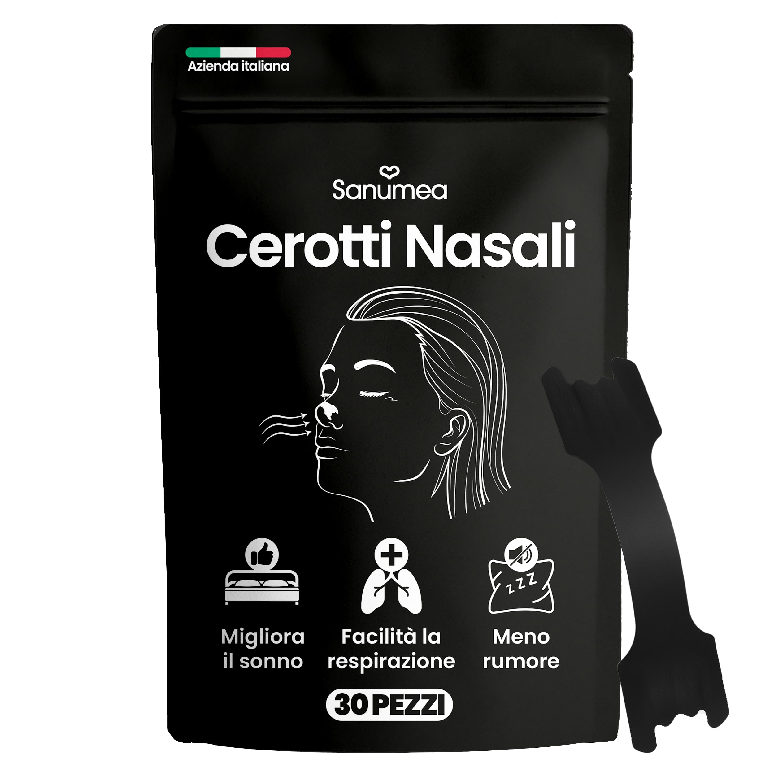 Cerotti Nasali Anti Russamento Uomo e Donna. 30 Cerotti Nasali Antirussamento di Alta Qualità. Cerotti Nasali Sport Respira Bene, Dimensioni Universali. Facili da Applicare, Marca Italiana.