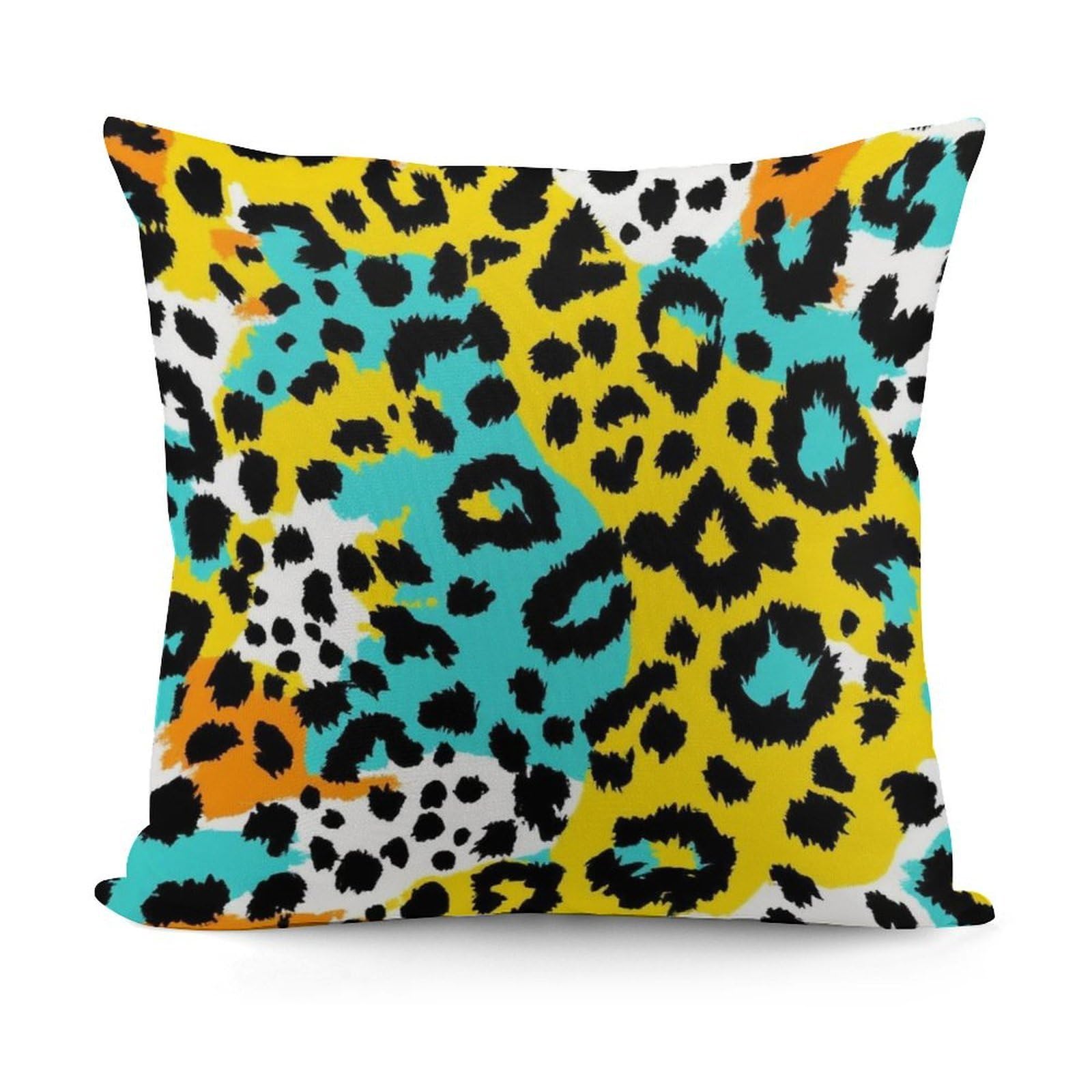Smazdfxx Picture(424) All Seasons Decorative Throw Soft Comfort Turquoise Green Yellow Cheetah Leopard Print Pillow Covers For Living Room Couch Bed Sofa