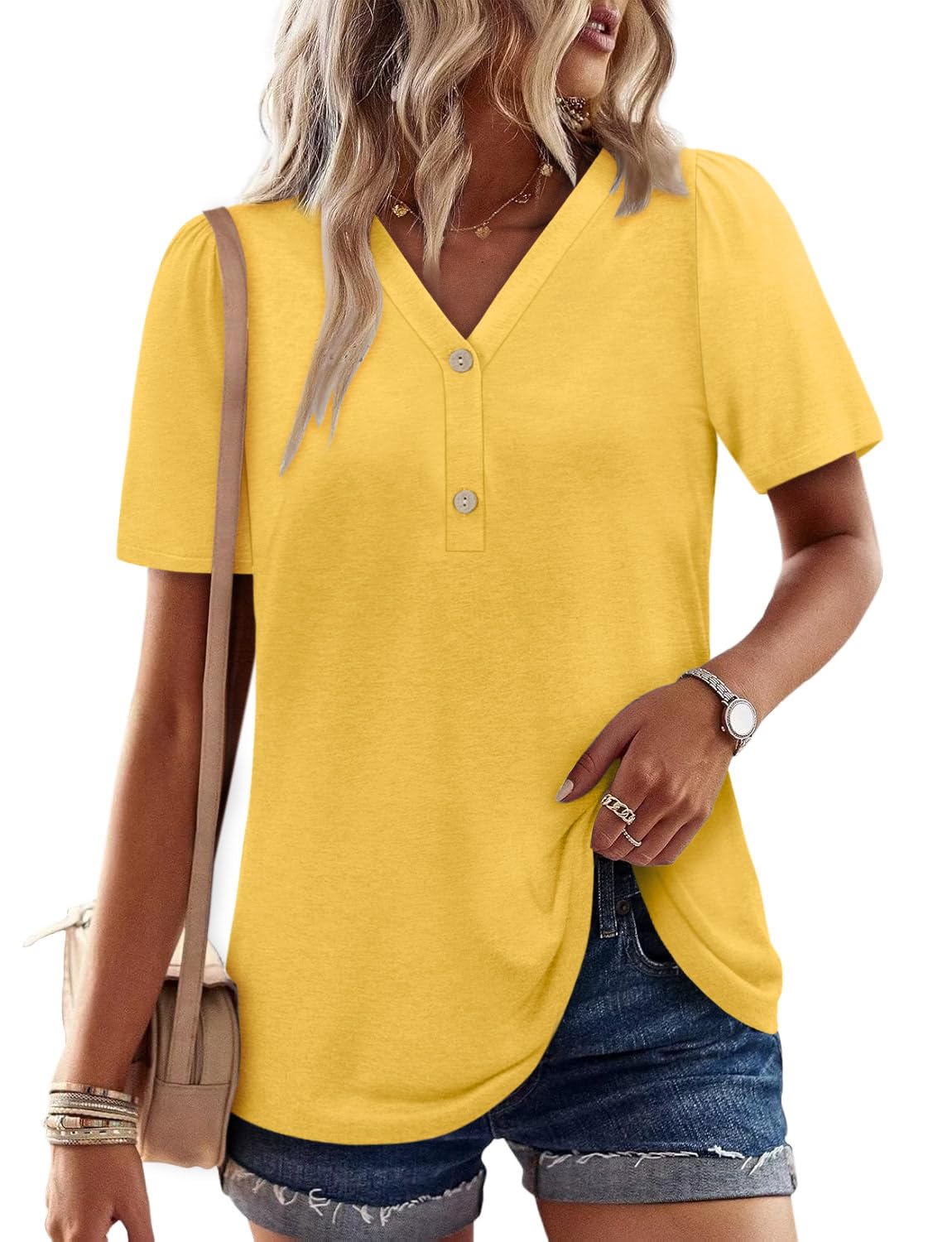 Womens Summer Shirts Short Sleeve V Neck Tunic Tops Casual Fashion Blouses