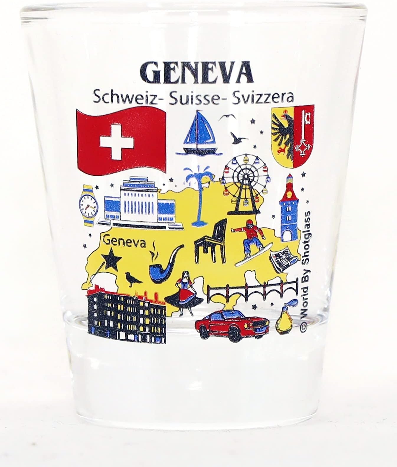 World By ShotglassGeneva Switzerland Great Swiss Cities Collection Shot Glass