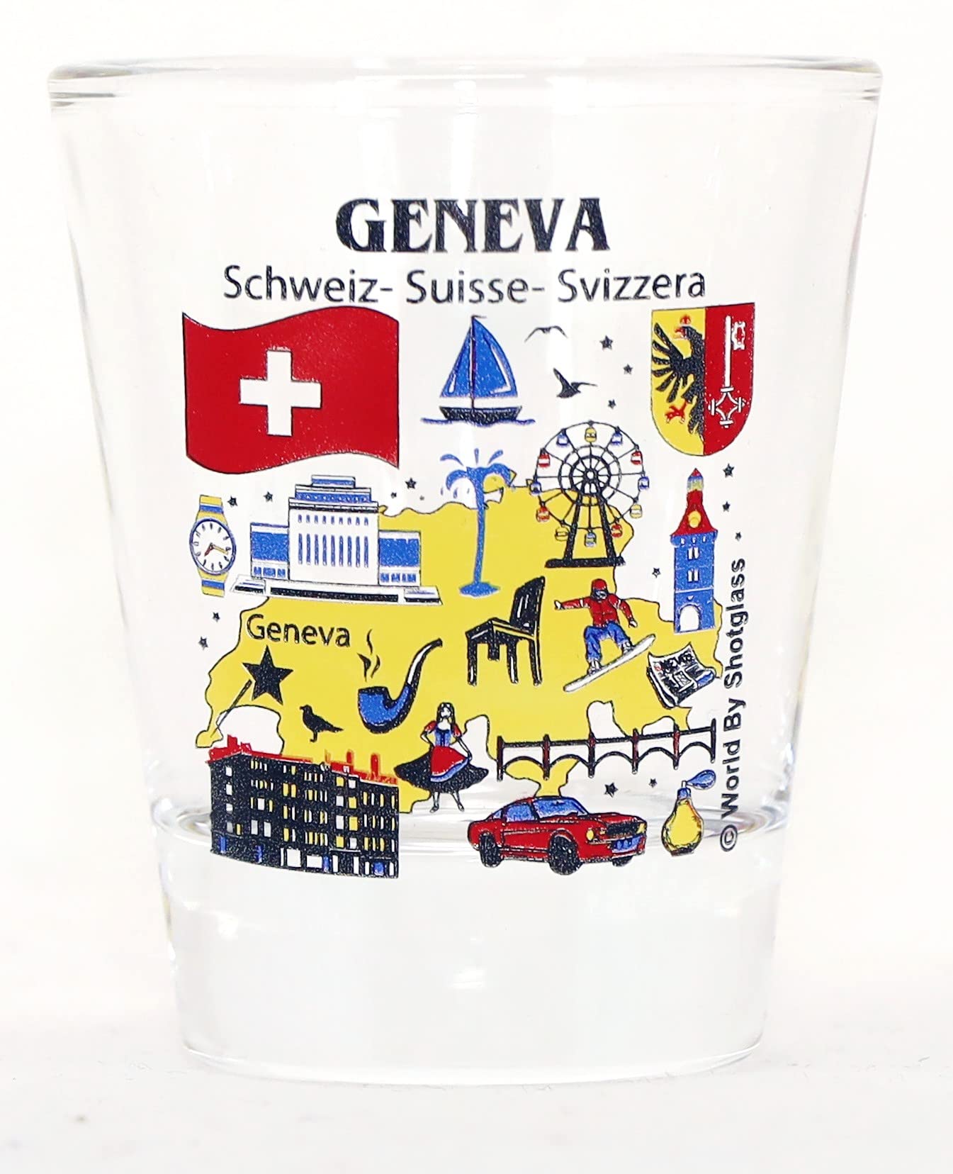 World By ShotglassGeneva Switzerland Great Swiss Cities Collection Shot Glass