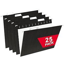 Black Hanging File Folders,25 Packs Letter Size File Folder,Designed for Bulky Files,Filing Cabinet,1/5 Adjustable Tabs for Office,School,Home