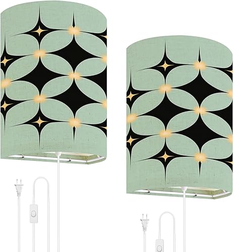 Plug in Wall Sconce Set of Two Mid Century Vintage 1950s Modern Retro Atomic Geometric Lattice Star Wall Lamp with OnOff Switch Cord Vintage Wall