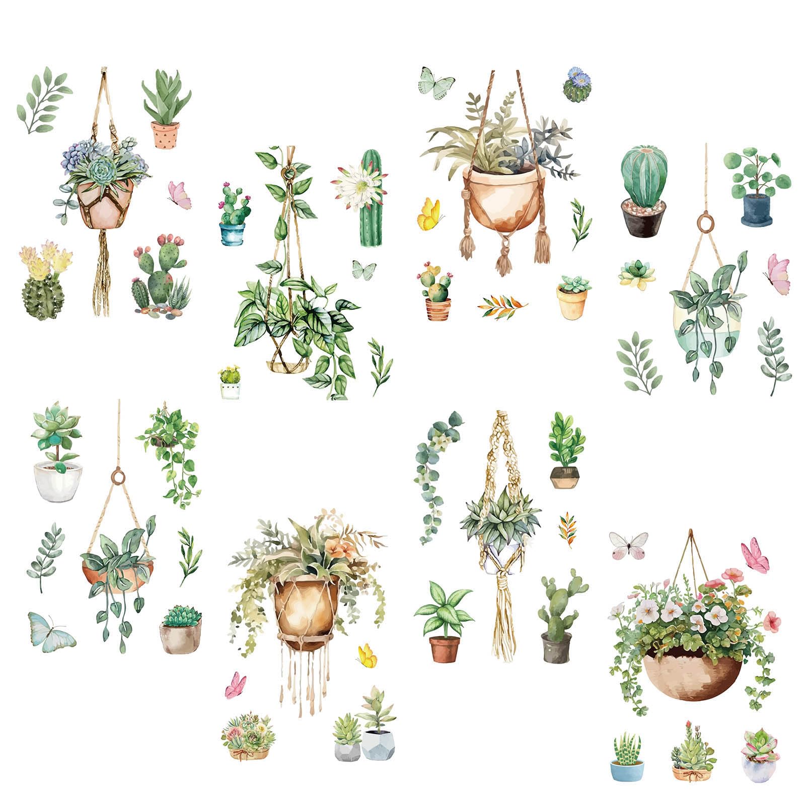 Autocollants fenêtre pour salon et chambre - Stickers plantes vertes CRASPIRE déco d'intérieur