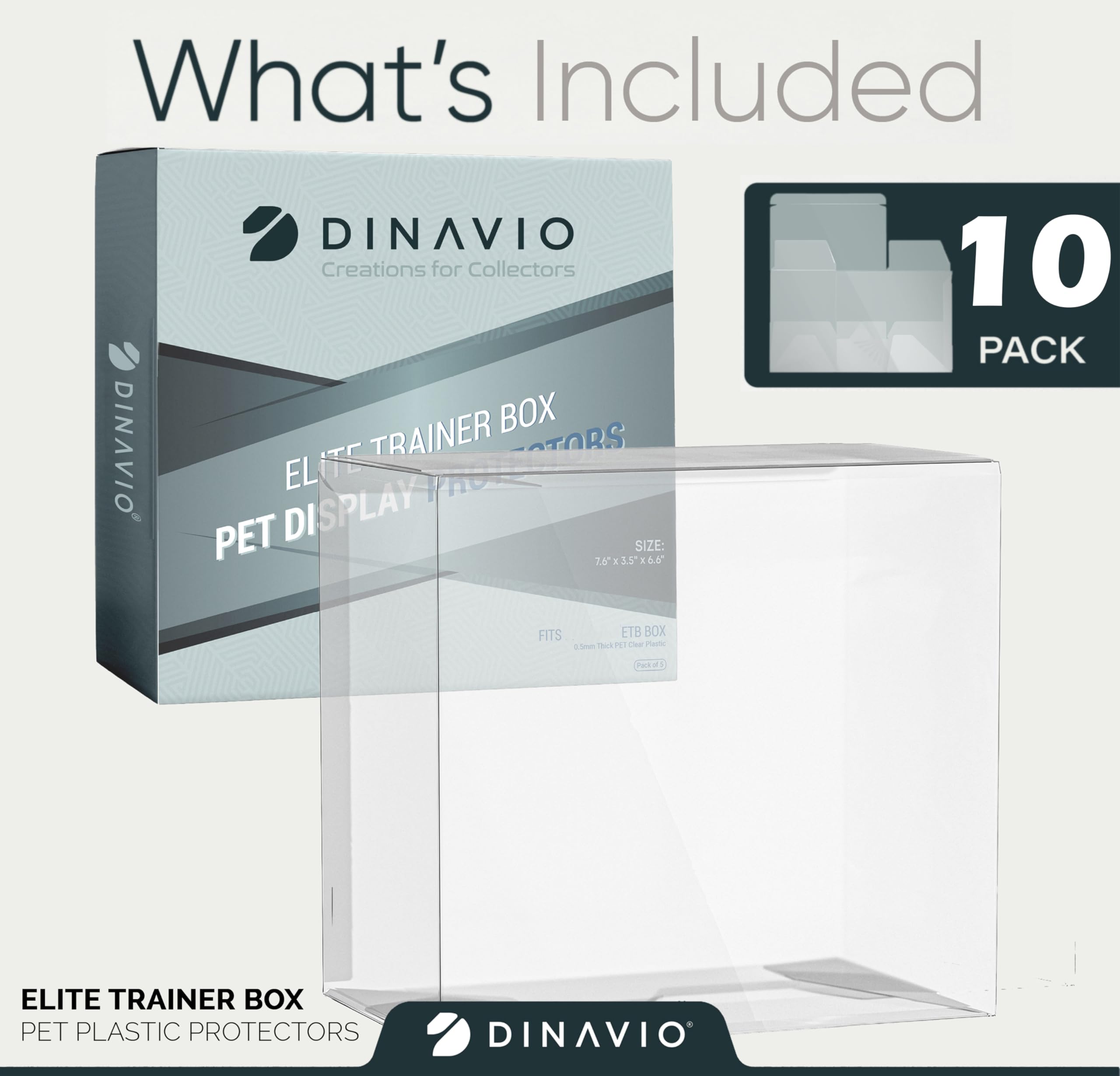 Dinavio Crafthouse PET Plastic ETB Protector Case 10 Pack - Elite Trainer Box Protector - ETB Case Compatible with Elite Trainer Boxes (Pack of 10)