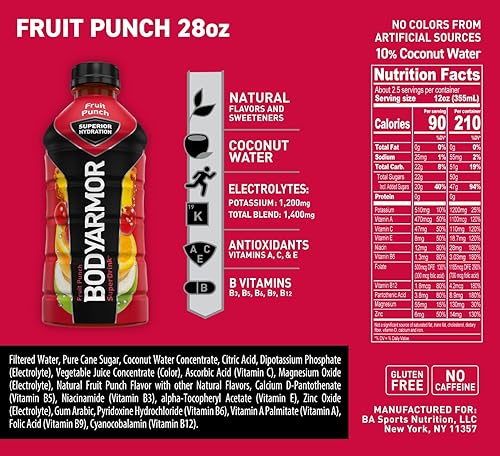 Vista 70 de BODYARMOR - Bebida deportiva, fresa y plátano, sabores naturales con vitaminas, electrolitos ricos en potasio, perfecta para deportistas, 20 onzas