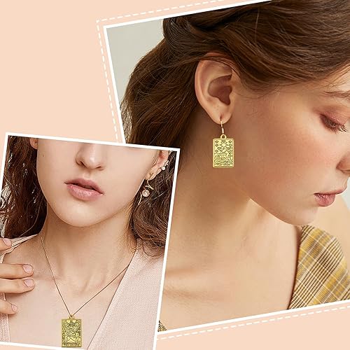 Miniatura 6 de CHGCRAFT 24 dijes de cartas de tarot de 6 estilos rectangulares de aleación de zinc para manualidades, pulseras, aretes, collares, joyería