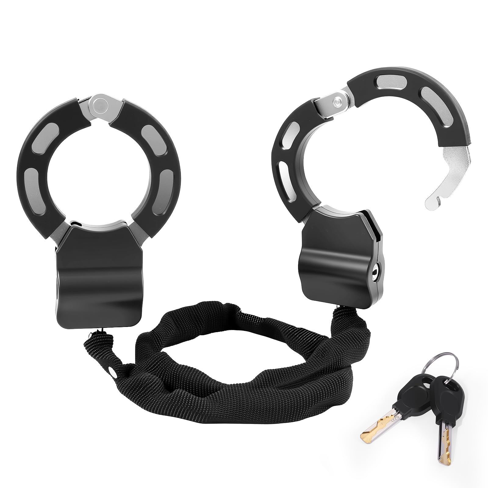 Candado Patinete Electrico, Candado Bicicleta Antirrobo, Cadena Moto, para Scooters, Bicicletas Eléctricas, Cochecito, Bicicleta Antirrobo de Doble Anillo con Llave