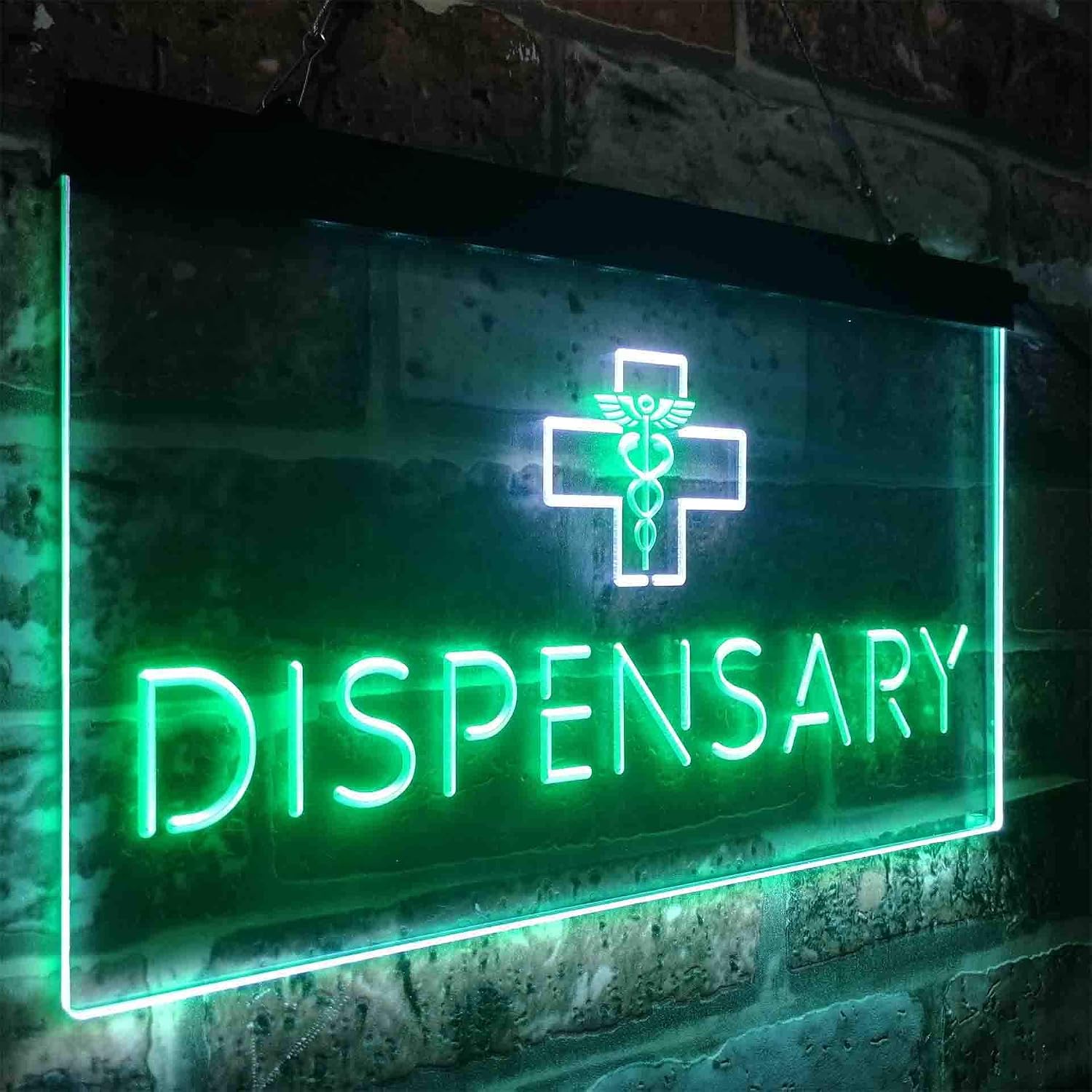 ADVPRO Dispensary Cross Shop Dual Color LED Neon Sign White & Green 24 x 16 Inches st6s64-i3846-wg