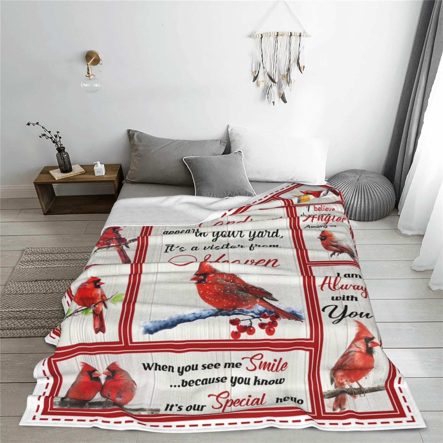 Red Cardinal Blanket, Cardinals Throw Blanket, Cardinal Gifts, Cardinals Stuff Fleece Flannel Plush for Women Men Boys Girls Lovers Adults Soft Bedding for Sofa Bed Office Home Decor 40"X50"