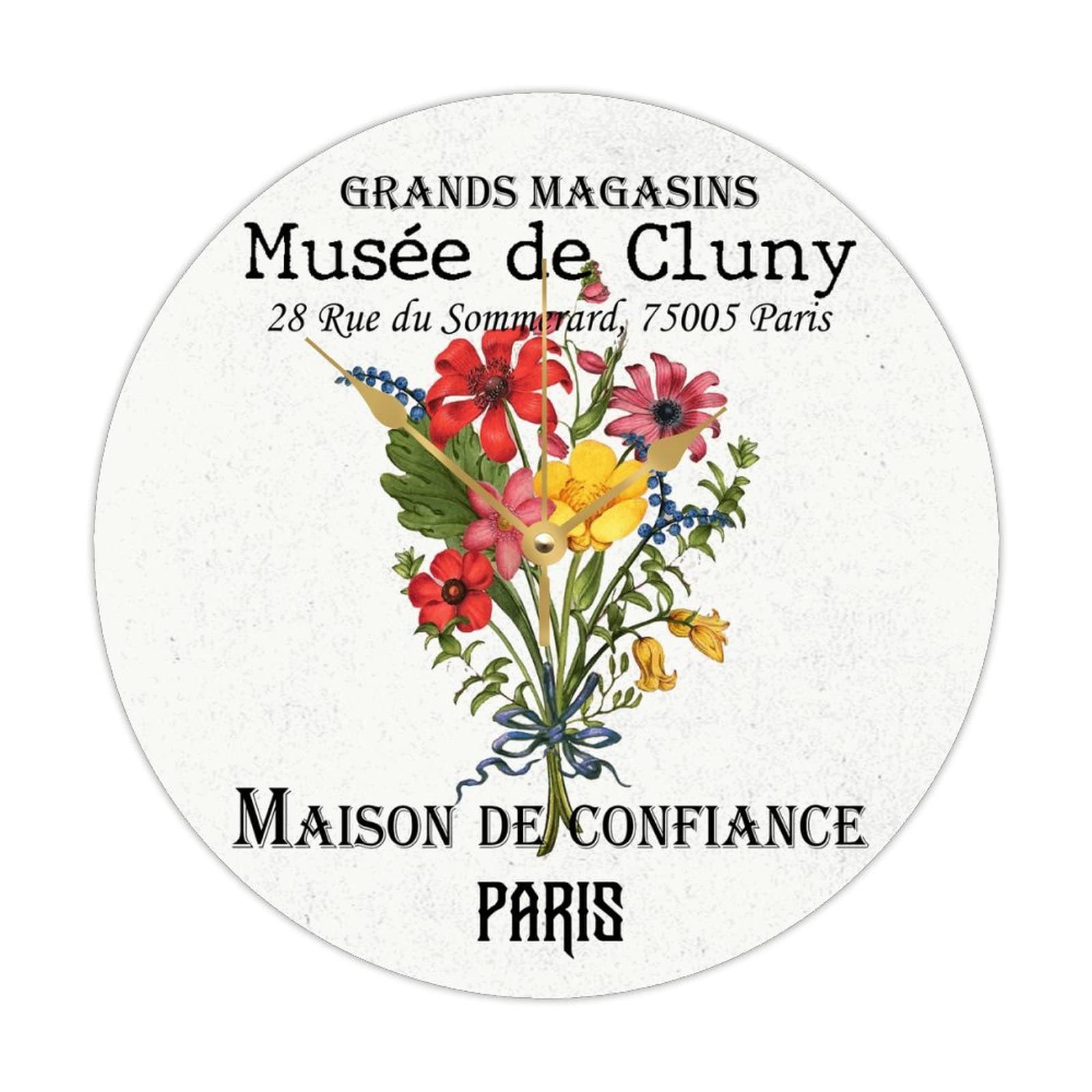 Horloge murale vintage bois bouquet de fleurs idée cadeau maison
