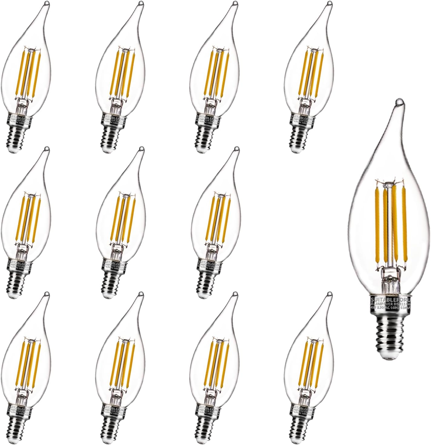 ALAMPEVER LED Candelabra Bulbs, Dimmable CA11 E12 LED Chandelier Light Bulbs, 2700K Soft White, 4W (40W Equivalent), 450LM, 12 Pack 40w2700k Soft White 12 Count (Pack of 1)