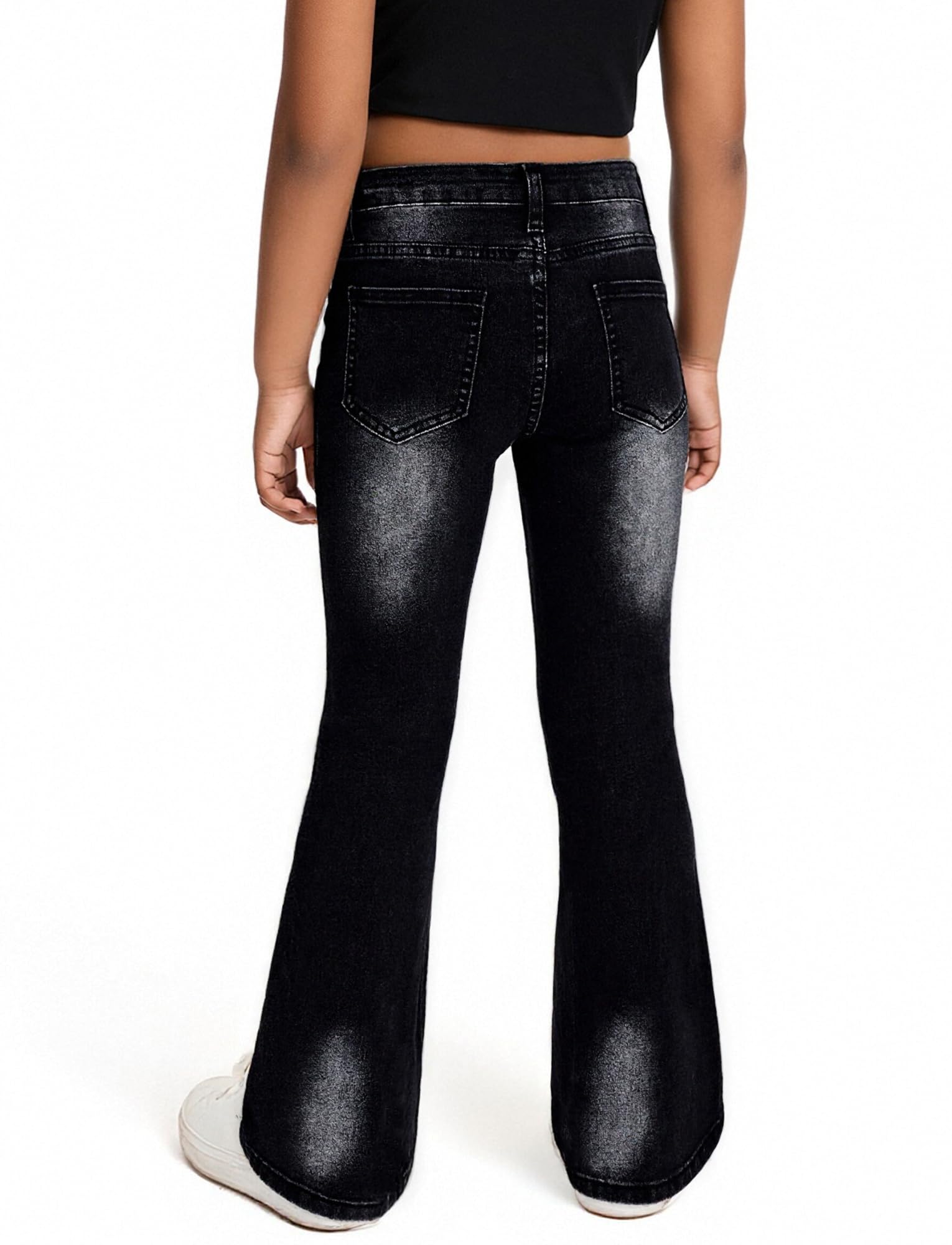 Maeau Vaqueros de Pierna acampanada para Niña, Moda Pantalones Flare Elásticos, Vaqueros de mezclilla delgados, elásticos casuales, con bolsillo, suave, primavera, verano, otoño, talla 130-160/7-14
