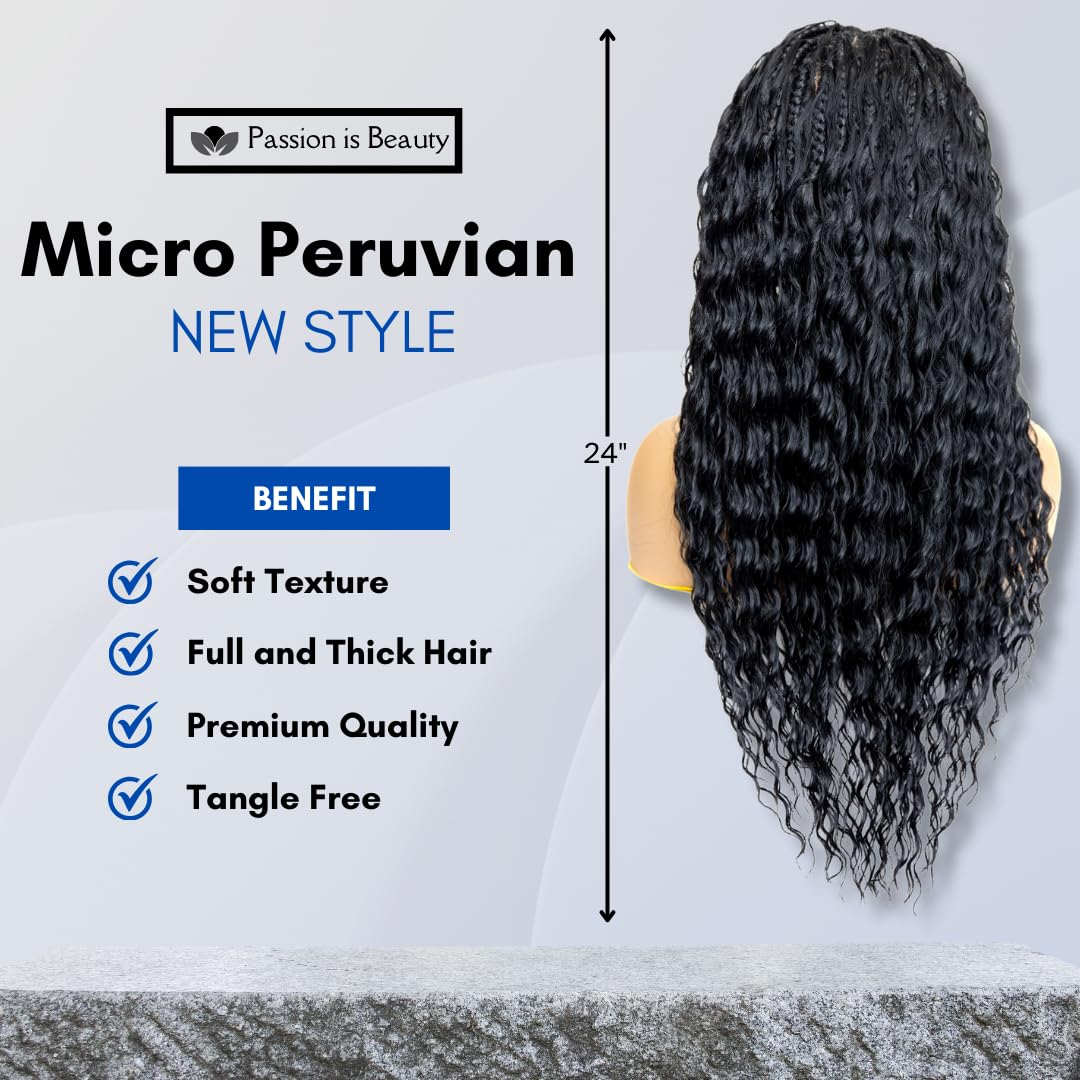 Full Lace Micro Box Braid Wig with Peruvian Deep Waves 24 Inch Amazon.com : PIB Full Lace Braid Wig - Micro Box Braided Wig  main image 4