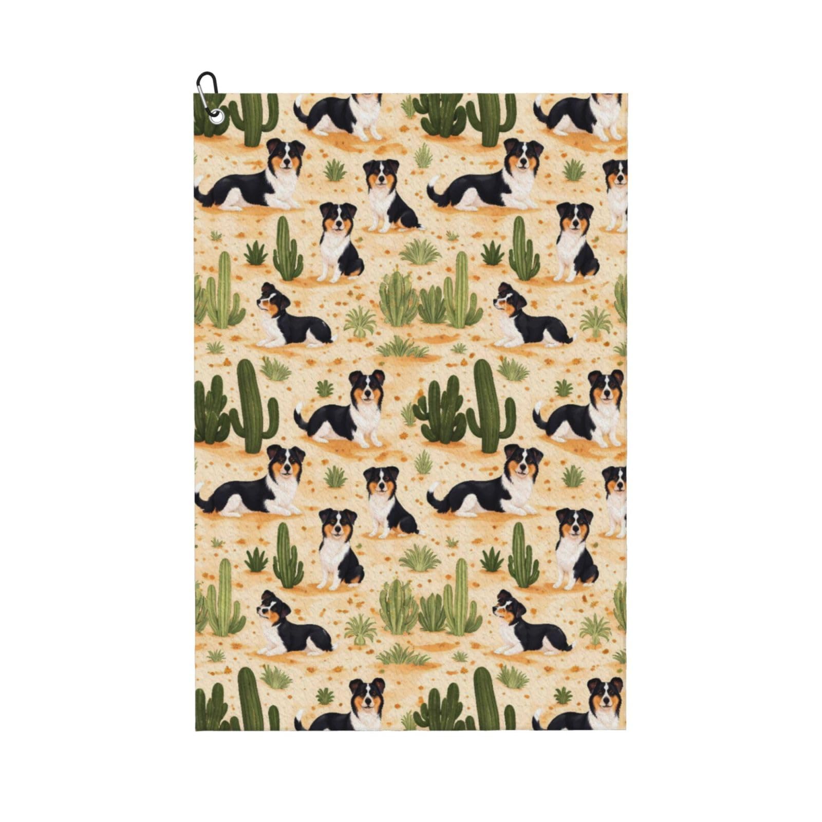 Oudrspo Lovely Cartoon Shepherd Dog Multi-Functional Golf Towel | Absorbent Quick Drying 16x24in