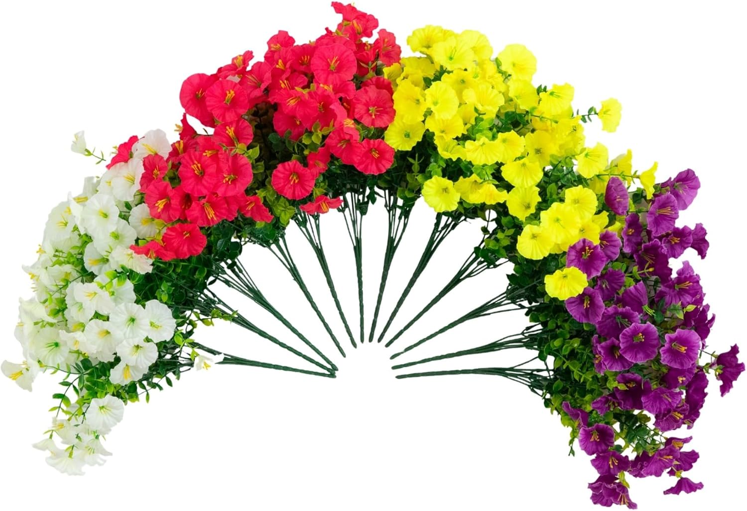 Nearly Natural 14in. UV Resistant Artificial Morning Glory Bush (Indoor/Outdoor) - Set of 12