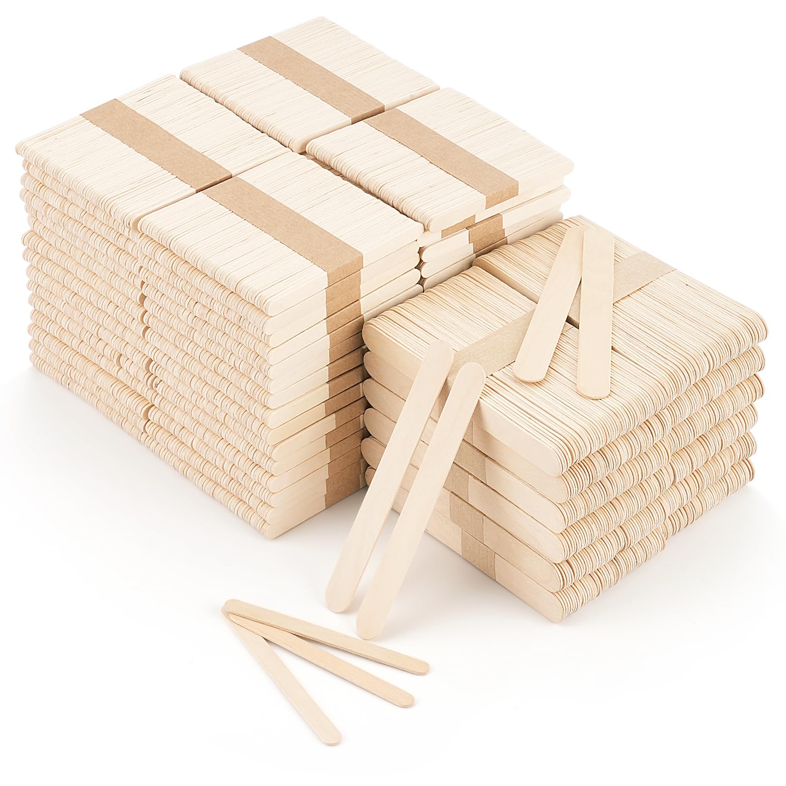 EWVVSS 2 Style 2000 Pcs Popsicle Sticks for Crafts 6-Inch & 4.5-Inch Craft sticks Bulk Ice Cream Sticks Natural Wood Popsicle Stick for food, or Waxing Sticks for Hair Removal and DIY cakesicle sticks