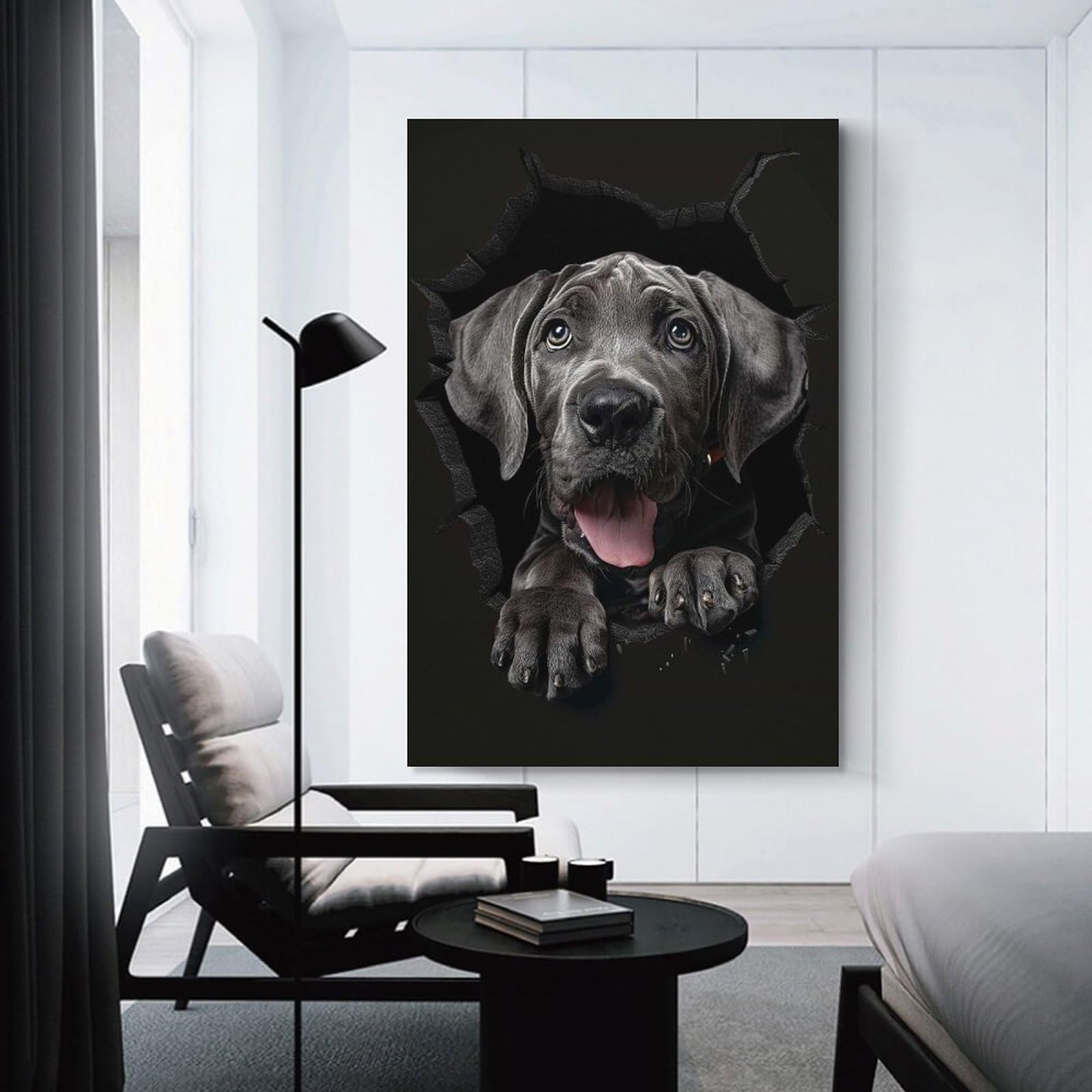 Junmoney Canvas Wall Decor Great Dane(2), 20x30inch(50x75cm), for Bedroom Decor, Cosy Corners Or Studios, Decorative Wall Art for Cosy Rooms