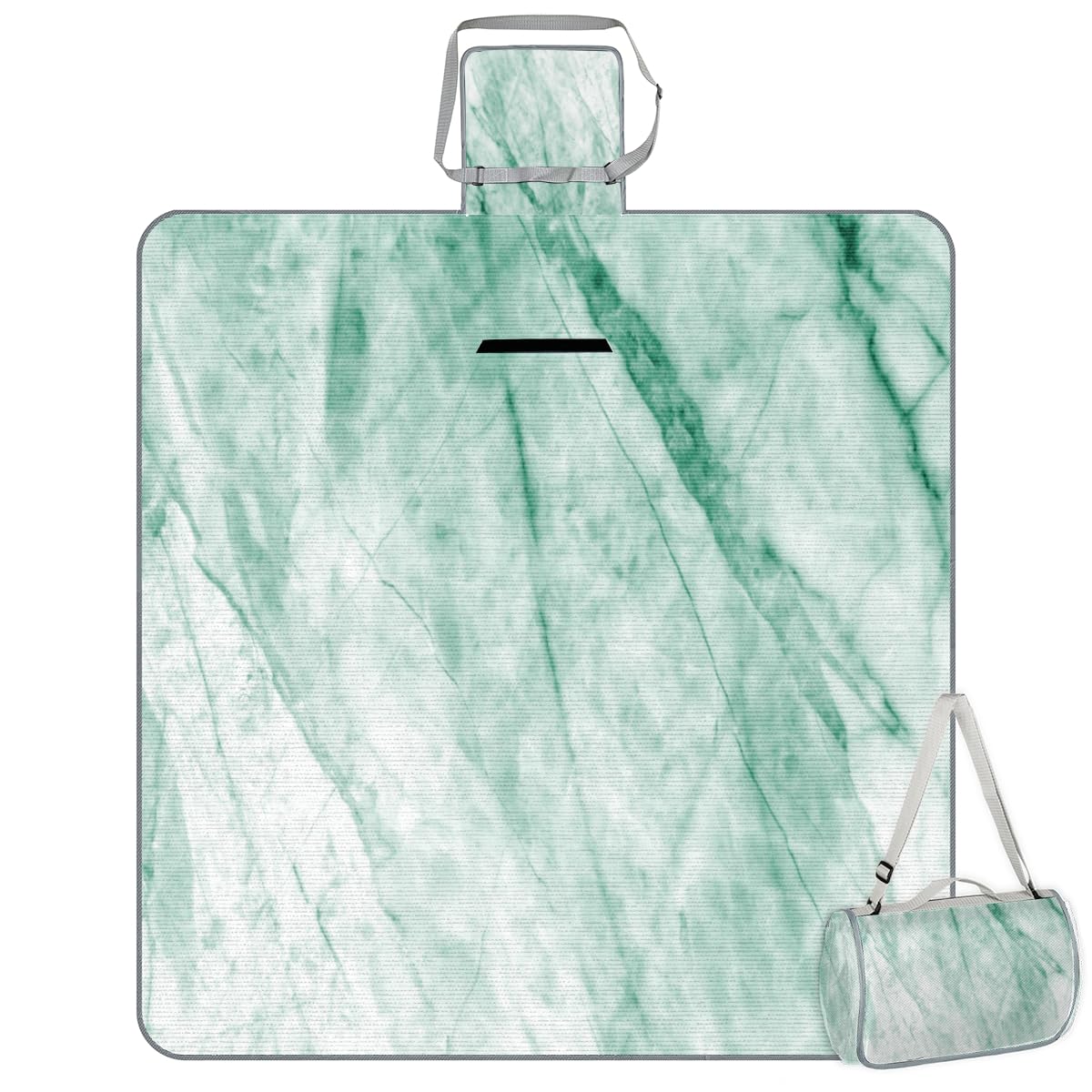 Shimoshe Picnic Blankets 57”x 59”, Green Marble Pattern Waterproof Sandproof Picnic Mat Lightweight Foldable Beach Blanket for Camping Park Grass Beach Outdoor Blanket