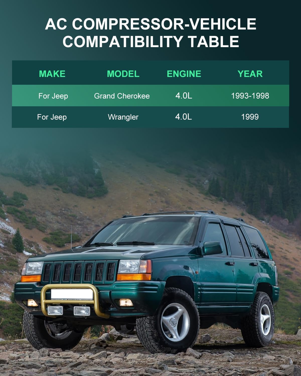 SCITOO Durable Air Conditioning Compressor with A C Clutch 55035782 55066151 for 1993-1998 Fit for Jeep Grand Cherokee 4.0L 1999 Fit for Jeep Wrangler 4.0L COOling Compressore