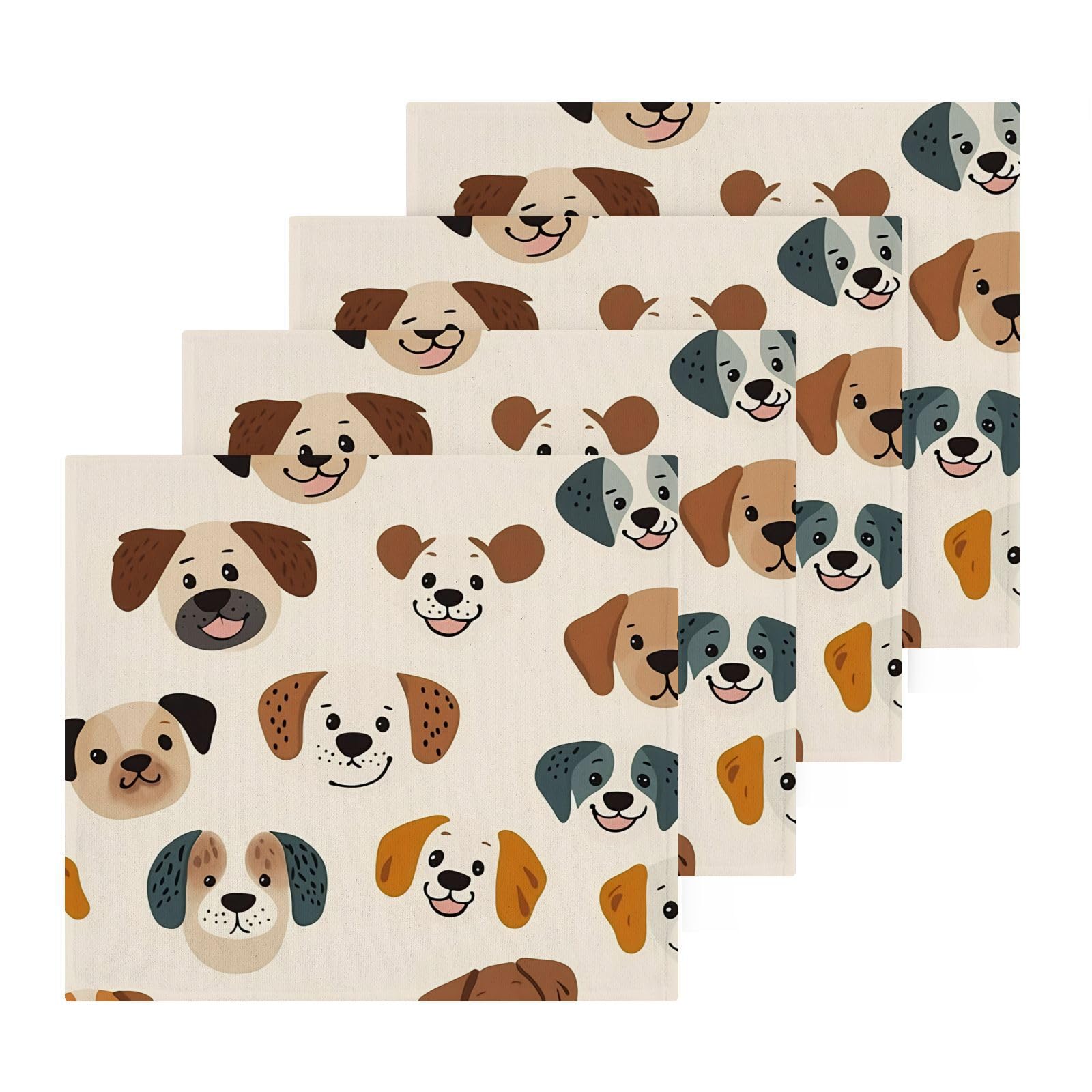 PaChyLuu 6 Pack Cute Dog Faces Cotton Washcloths Highly Absorbent Face Cloth Reusable Body Towels, Gentle for Sensitive Skin, 12 x 12 Inch